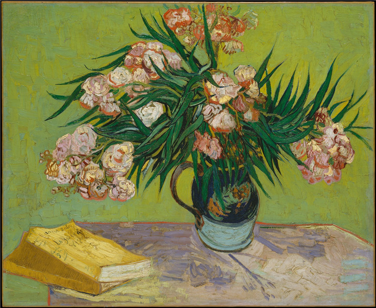 Still Life Vase With Oleanders And Books Van Gogh Oil Painting